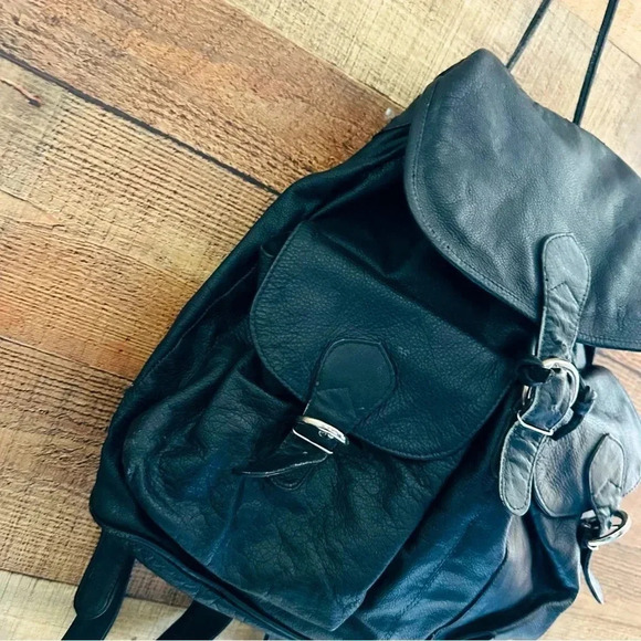 Unisex Vintage Merlin Lederwerkstatt Large Leather Backpack - Picture 4 of 12